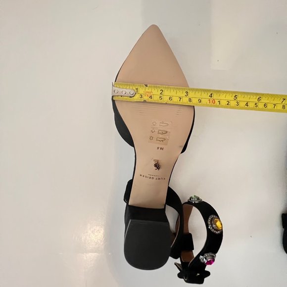 NEW! Kurt Geiger London Black Suede Jewel Embellished Ankle Strap Heel Shoes - Picture 16 of 16